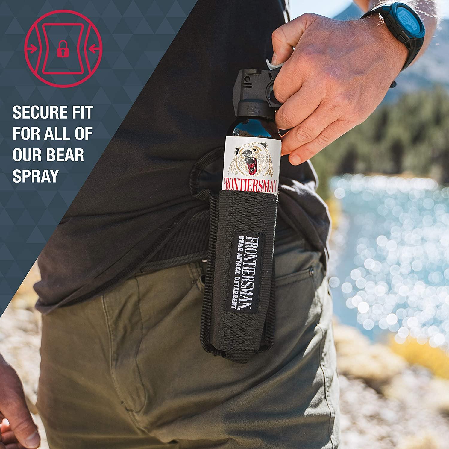 SABRE Frontiersman Bear Spray Holster - Quiet, No-Velcro Belt Pouch For 7.9oz & 9.2oz Bear Spray Canisters - Hunting, Hiking, Camping Gear