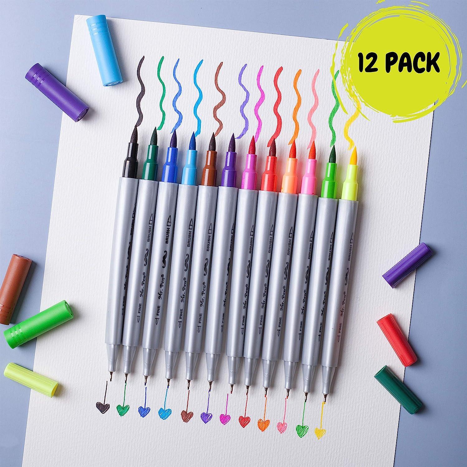 Mr. Pen- Dual Tip Brush Pens, 12 Colors, Brush Pens, Brush Markers, Dual  Brush Pens, Markers for Kids Adults Coloring, Art Markers for Adults, Dual  Tip Markers.