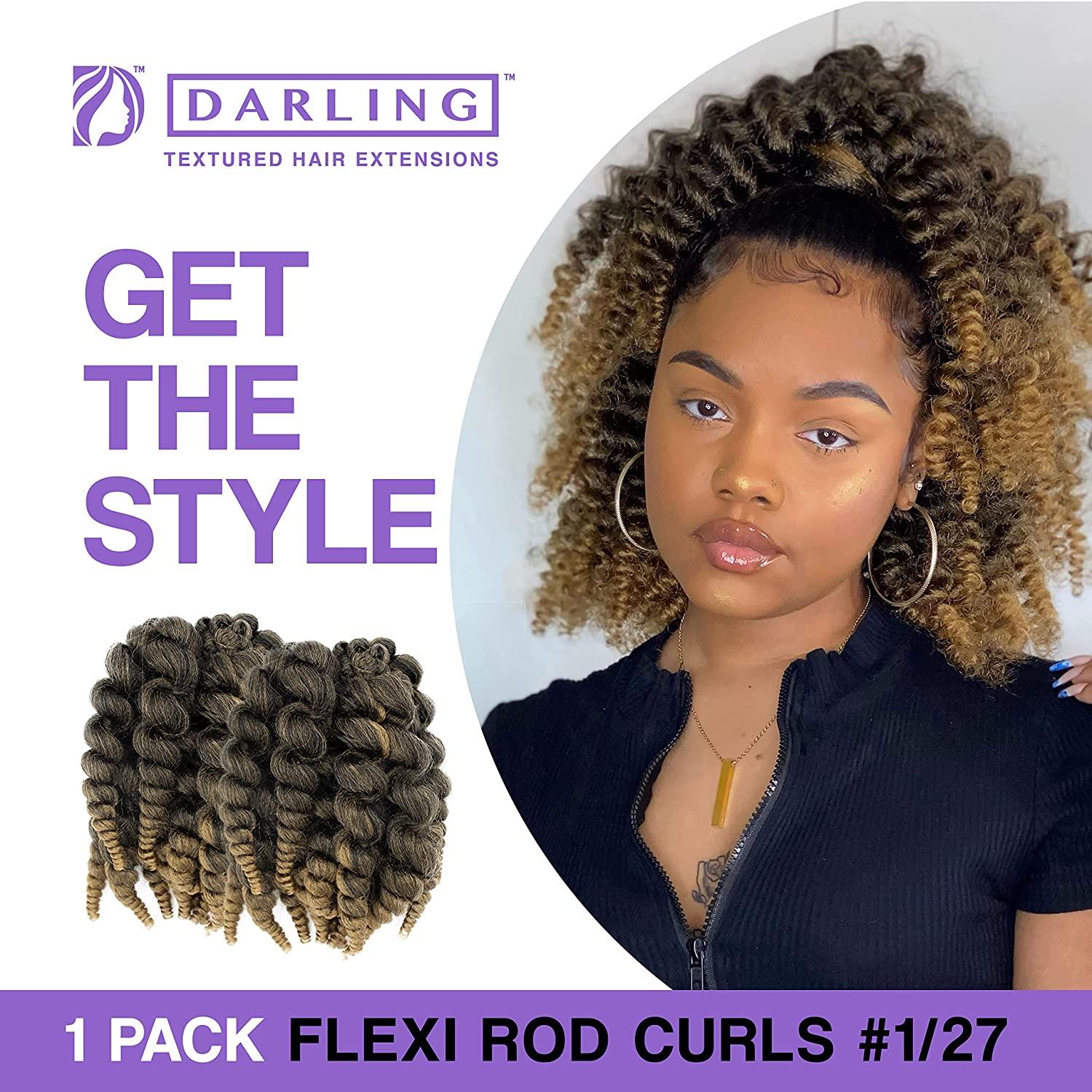 Darling Flexi Rod Curls 6X Crochet Hair Extensions, (3 packs of 2x per  pack) , Natural & Soft Texture, Fluffy Wand Curl, 14 Inch, #1/27 14 Inch  (Pack of 3) #1/27