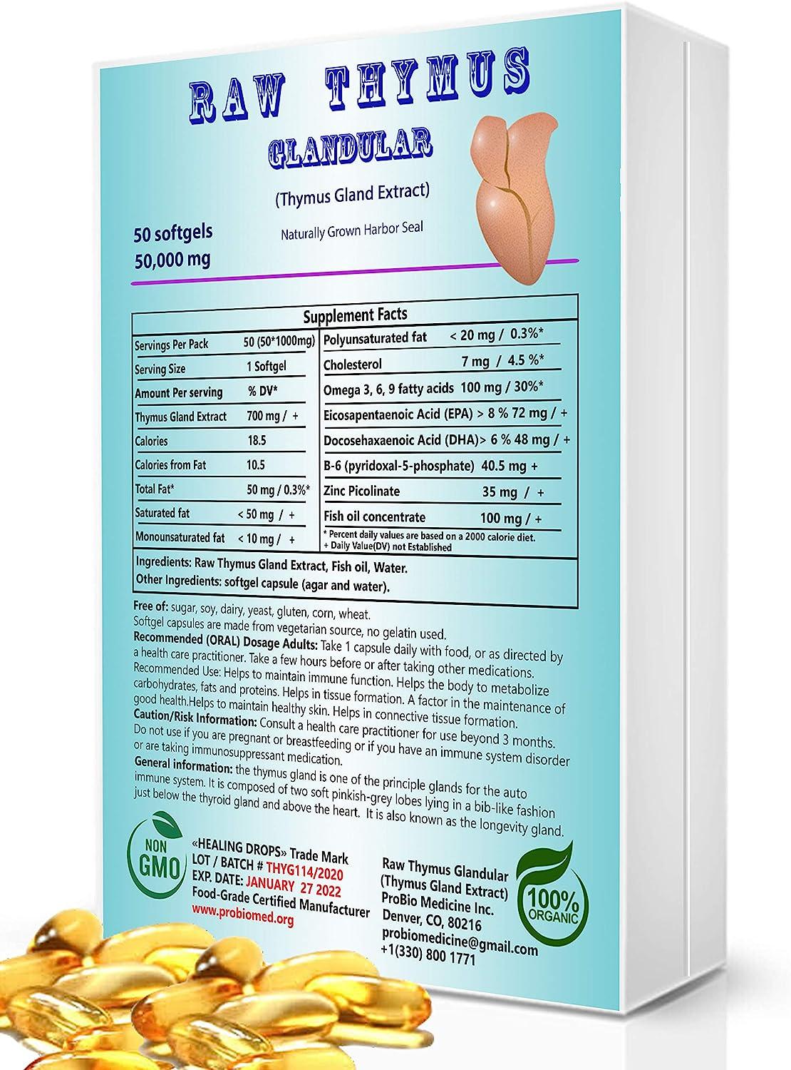 Thymus Glandular Supplement Immune & Allergy Support Soft Gels with