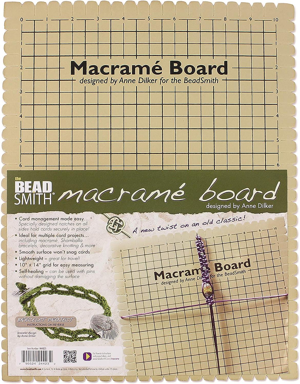 The Beadsmith Macrame Board 11.5 x 15.5 inches 0.5-inch-Thick Foam 10x14  Grid for Measuring Bracelet Project with Instructions Included Create  Macrame and Knotting Creations 14 Inches X 10 Inches