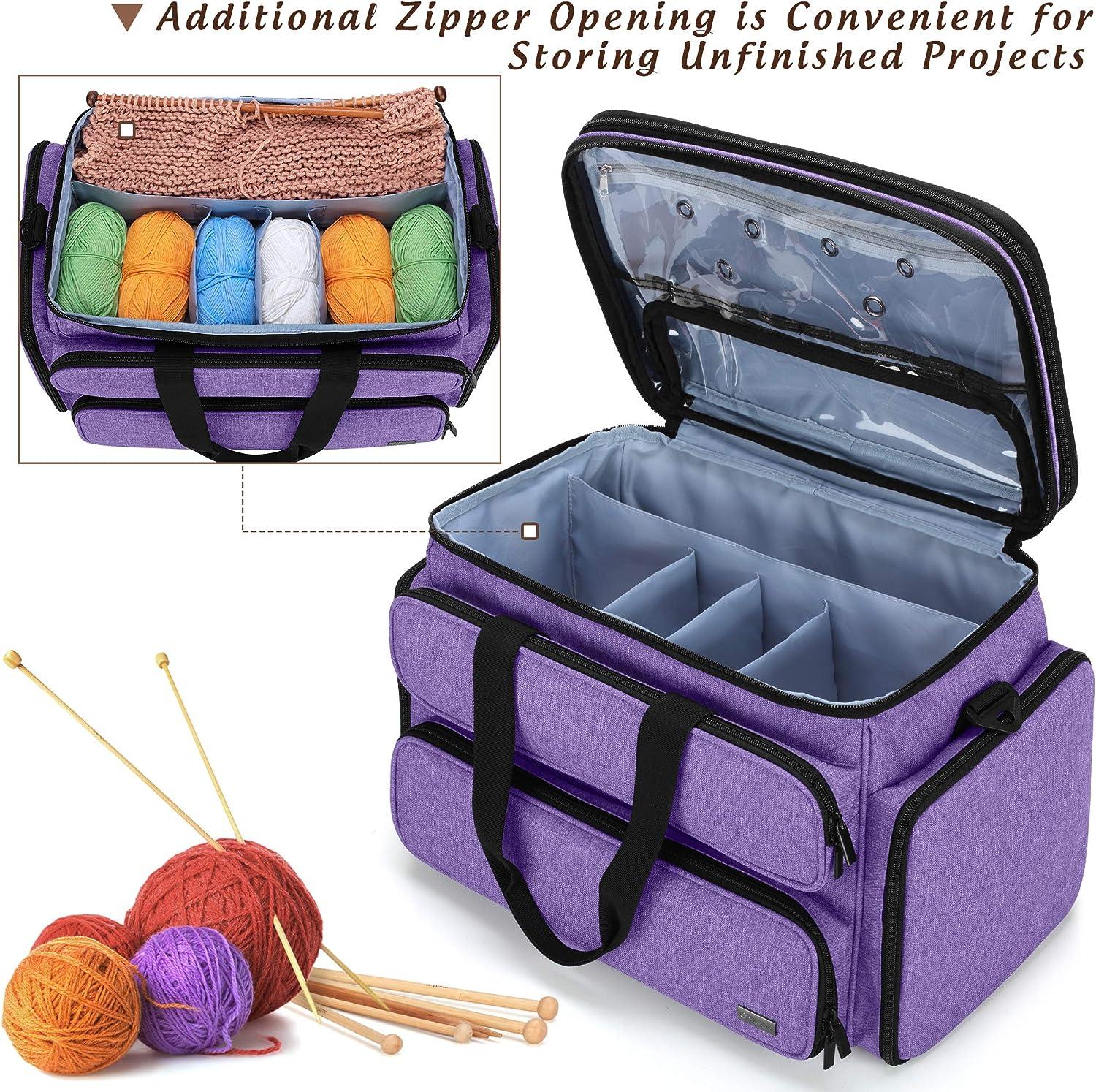 YARWO Knitting Tote Bag, Yarn Storage Organizer for Yarn Skeins, Knitting  Needles, Crochet Hooks and Knitting Projects, Dandelion (Patent Pending)