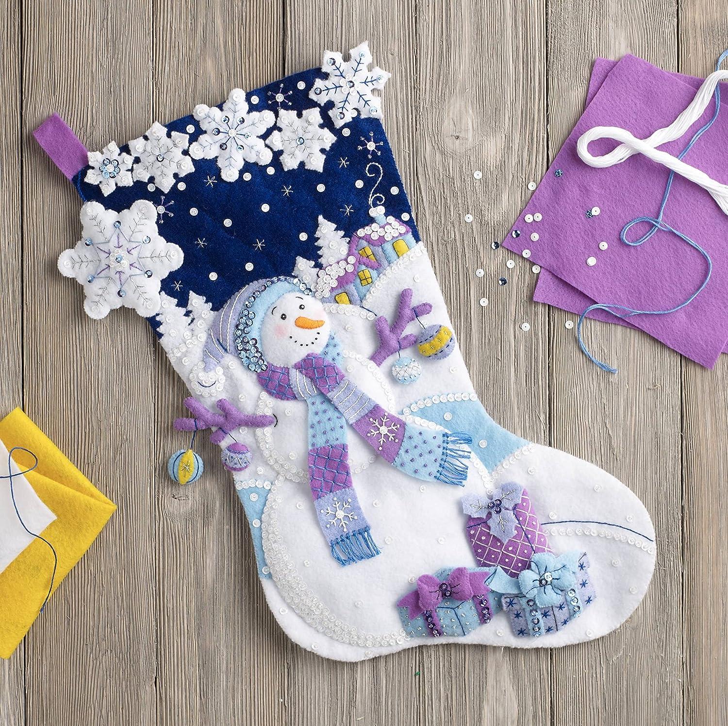 Bucilla Felt Stocking Applique Kit 18 Long-Jolly Pups Santa 89556E