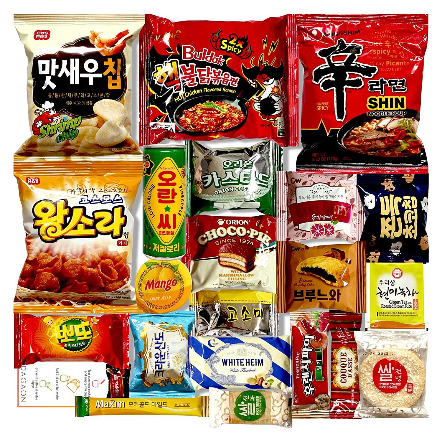 Dagaon Delightful Korean Snack Box 22 Count Tasty Korean Snacks and Foods Including Chips