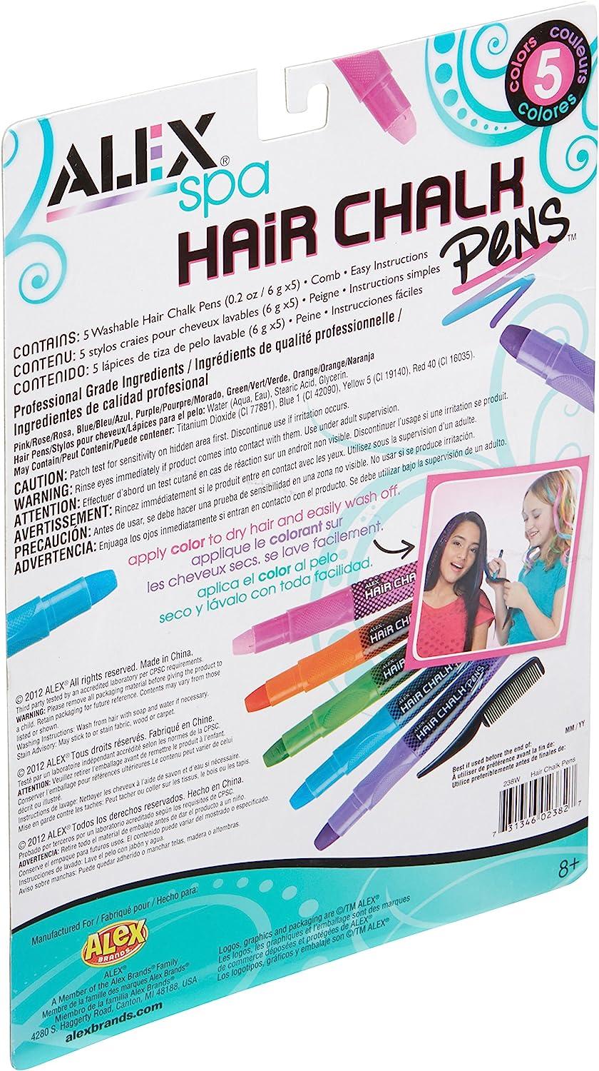 Alex Spa Hair Chalk Pens Temporary Hair Color for Girls