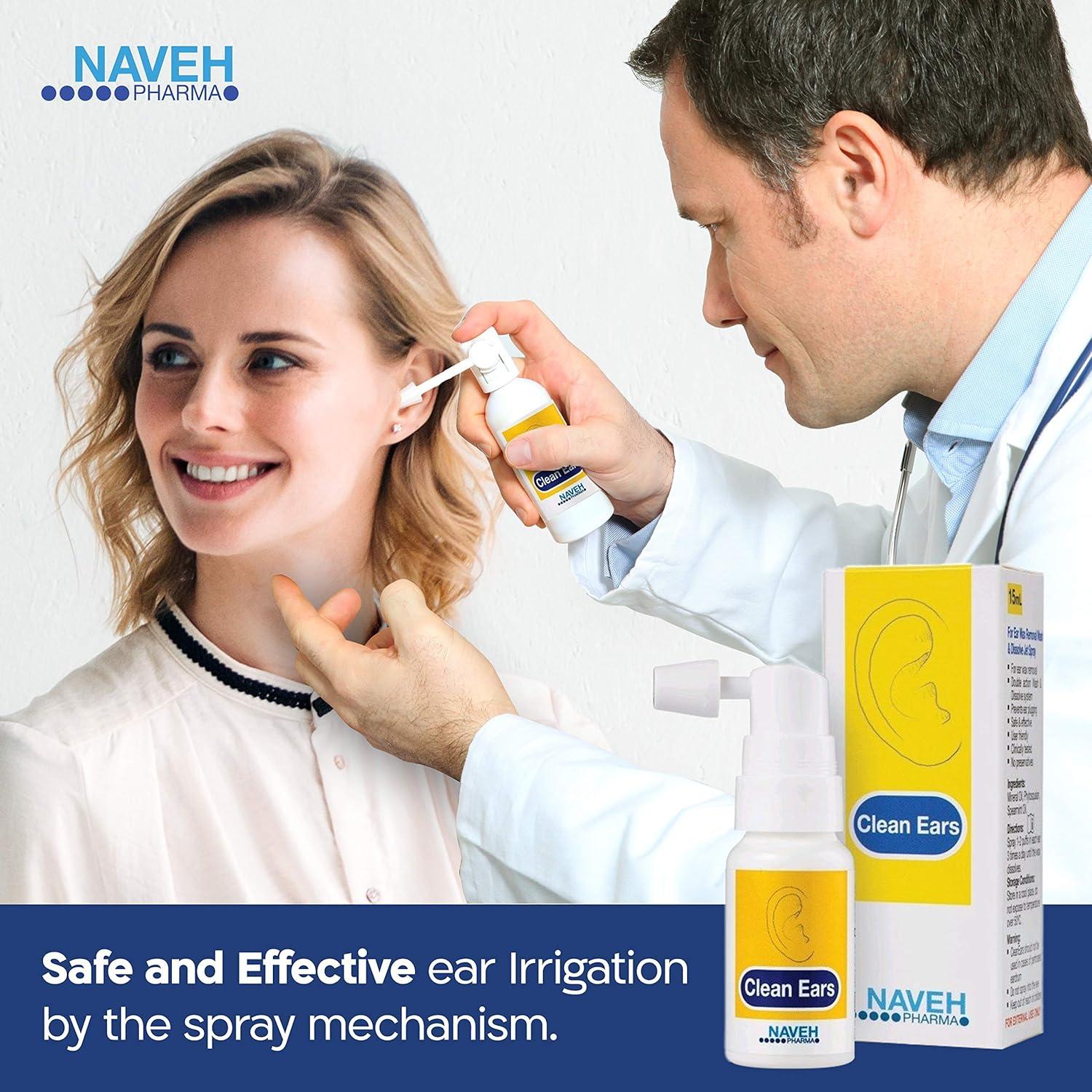 1 Unit Naveh Pharma CleanEars Earwax Removal Spray 0.5 Fl Oz + 1 Unit