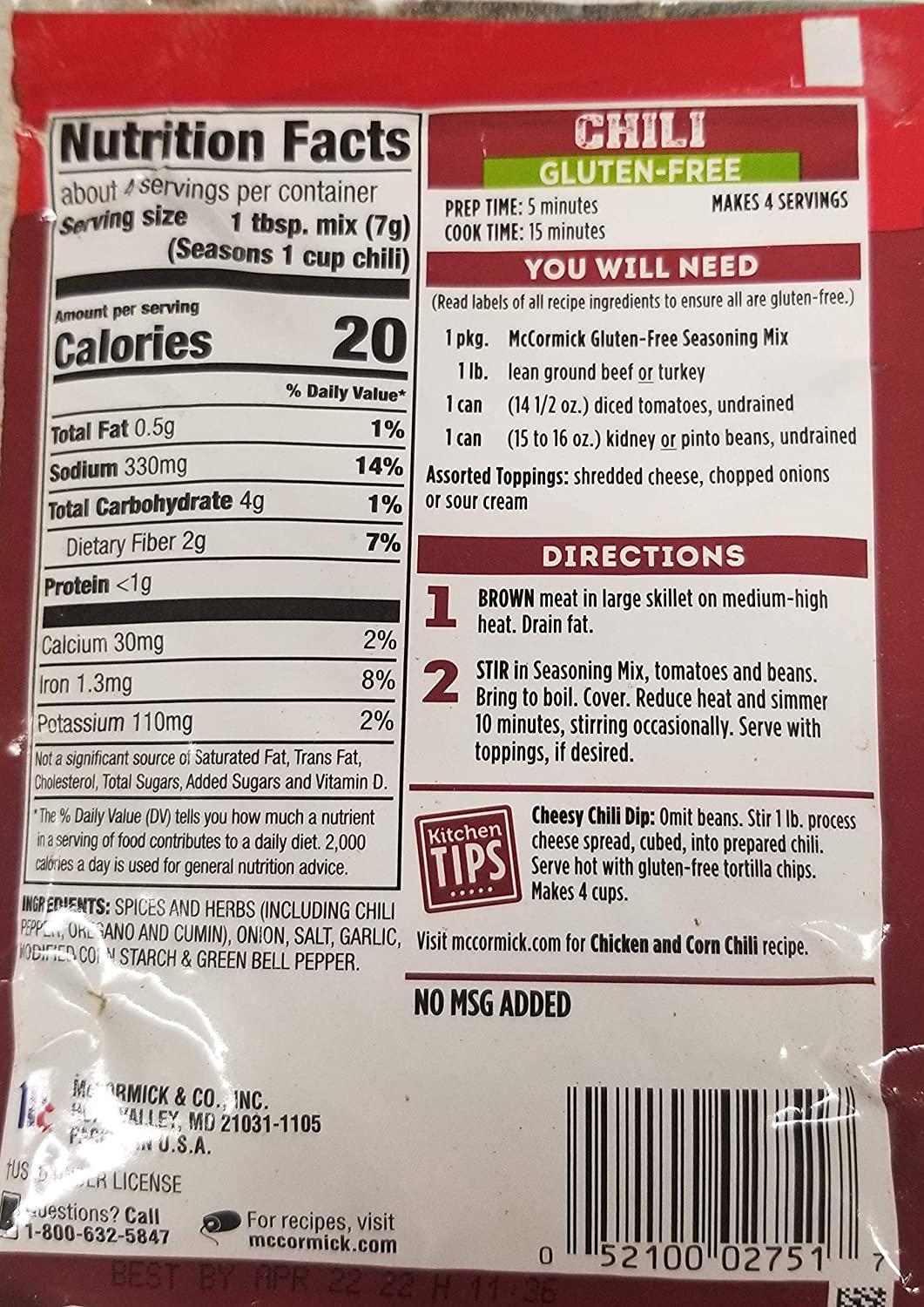 McCormick GLUTENFREE Chili Seasoning Mix 1oz (3 pack)