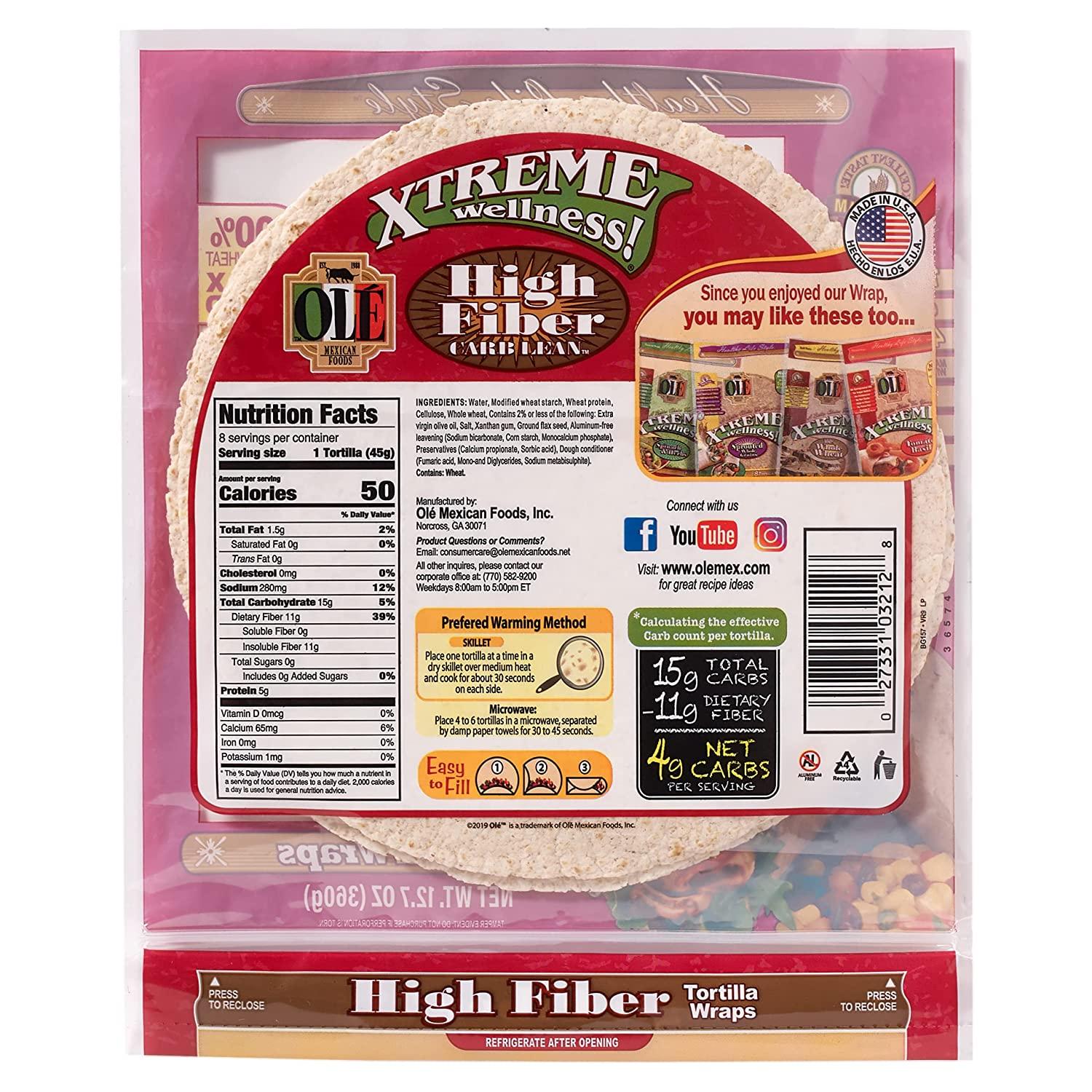 OL Xtreme Wellness High Fiber 8 Flour Tortillas Low Carb, Keto