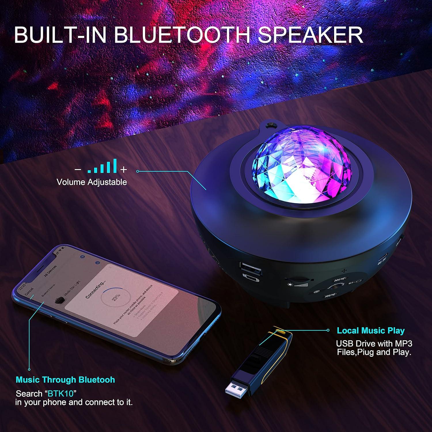 Star Night Light Projector, 3 in 1 LED Galaxy Projector with Remote  Control/Bluetooth Speaker/Timer/Sound Activated 10 Colors Mixed Ocean Wave