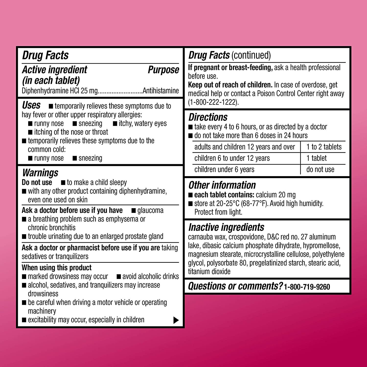 Amazon Basic Care Allergy Relief Diphenhydramine HCl 25mg Antihistamine