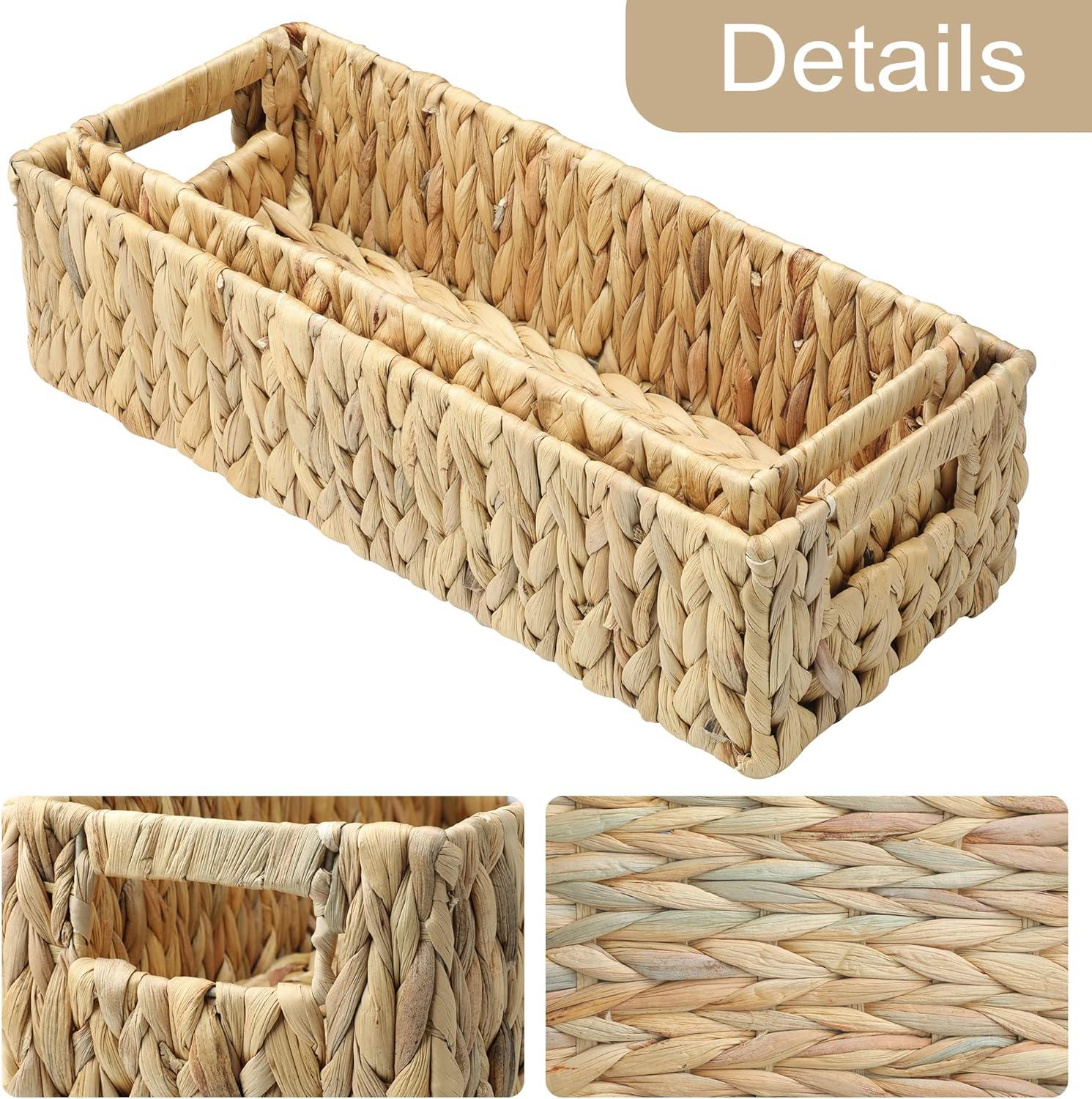 Wicker Baskets with Liner for Storage, 2 Pack Decorative Woven Storage  Baskets for Organizing, Toilet Paper Basket Storage, Bathroom Storage Bins