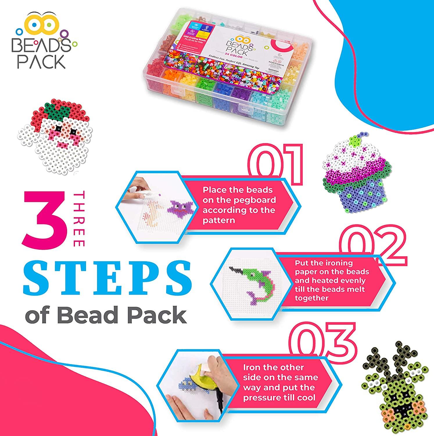 BeadsPack Fuse Beads Kit for Kids with 4200 Beads 5mm - 1 Pegboard
