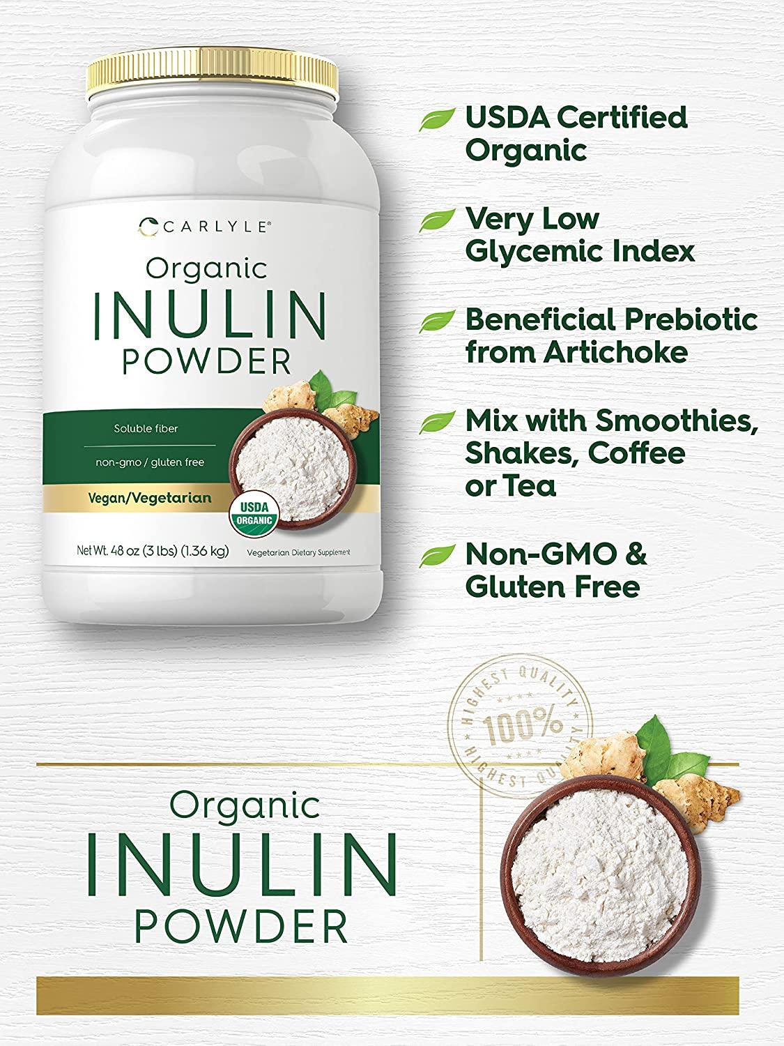 Organic Inulin Powder 48oz Jerusalem Artichoke Fiber Supplement for Probiotic Health Vegan
