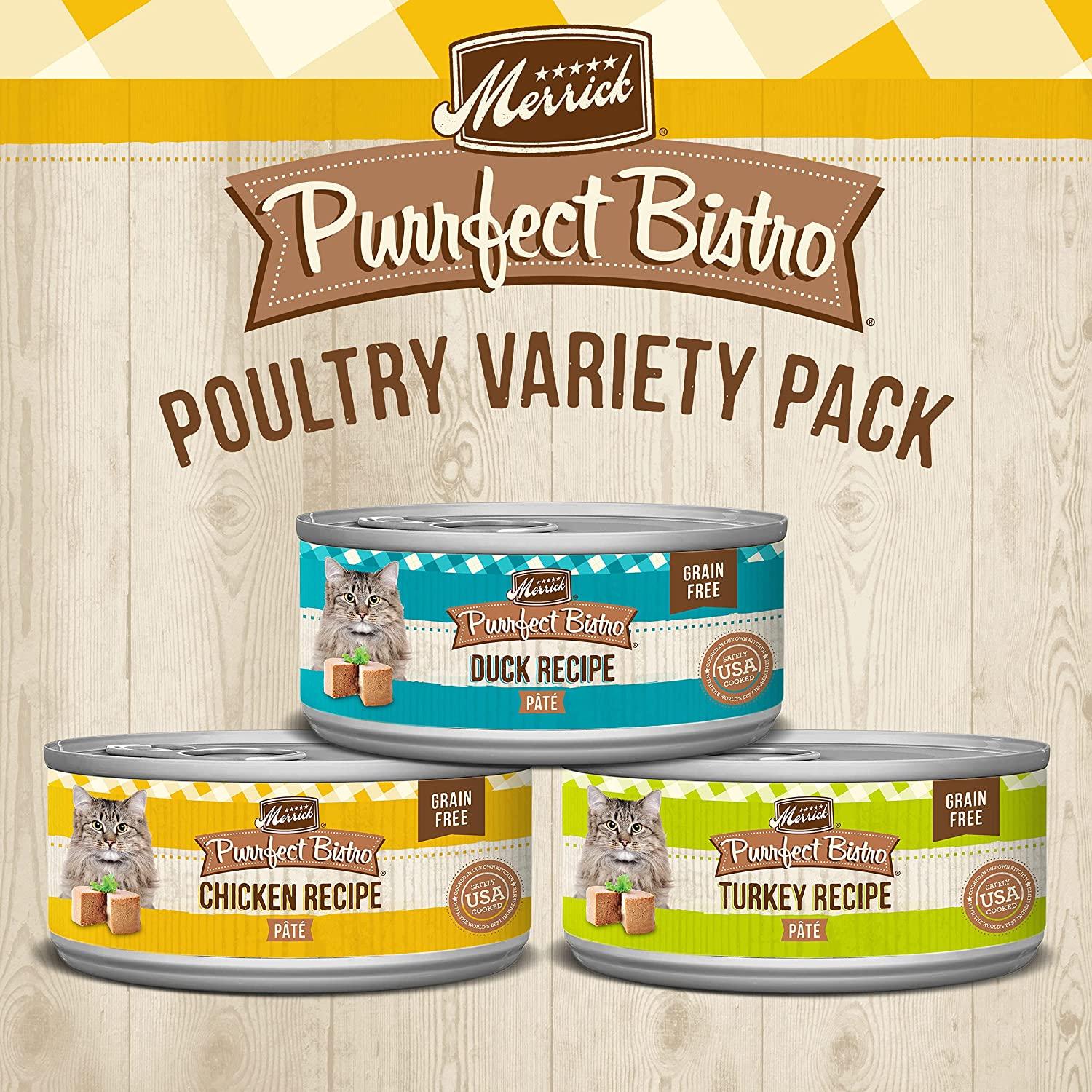 merrick wet cat food Merrick Purrfect Bistro Grain Free Premium Soft Canned Pate Adult Wet Cat  Food, High Protein Salmon Recipe