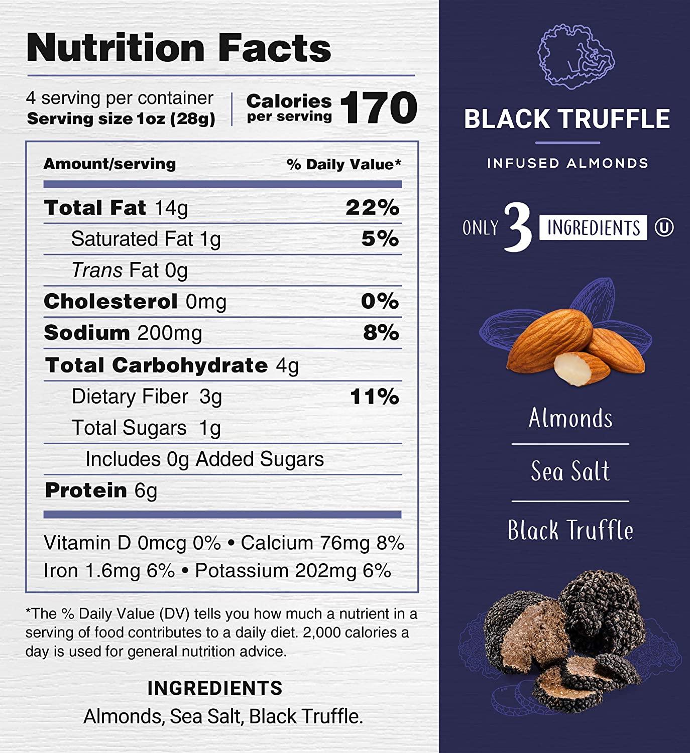 RECIPE 33 Black Truffle Infused Almonds, Gourmet Vegan, High Protein