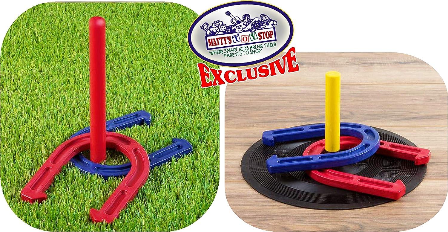 Matty's Toy Stop Deluxe Horseshoes Game Set with 4 Horseshoes, 2 Indoor
