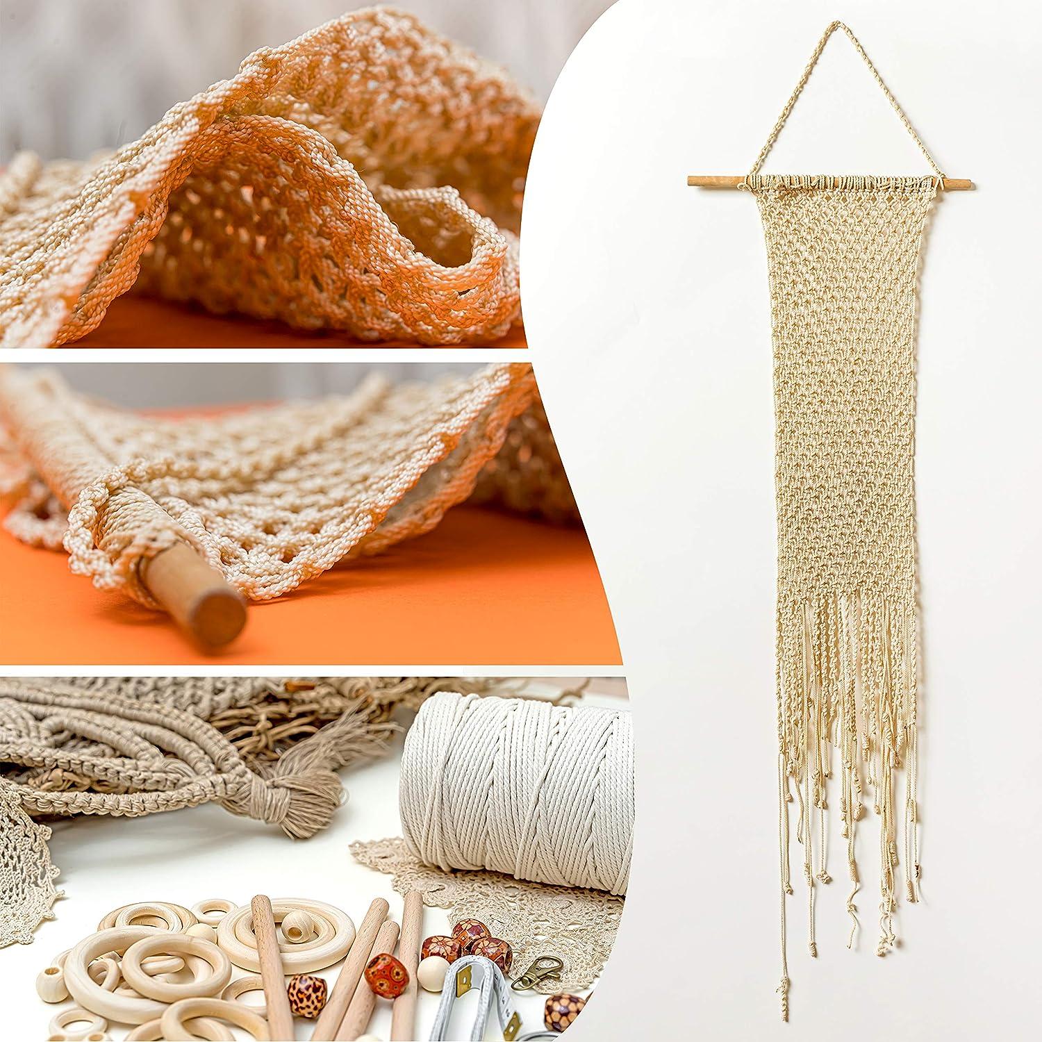 Macrame Kit, Makes 3 DIY Plant Hangers for Teens & Adult Beginners, Craft  Supplies for Boho Art Project-3 Custom Color Macrame Cord, Wooden Rings 