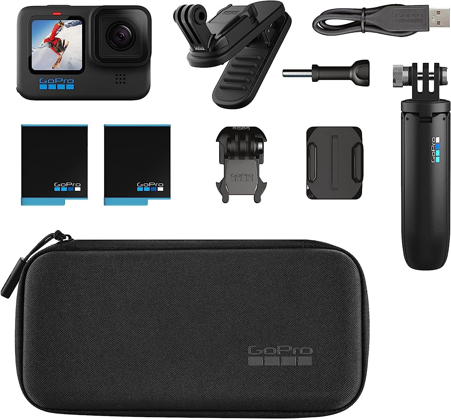 GoPro HERO10 Black Accessory Bundle - Includes HERO10 Camera, Shorty (Mini  Extension Pole + Grip), Magnetic Swivel Clip, Rechargeable Batteries (2  Total), and Camera Case (Used: Like New) 