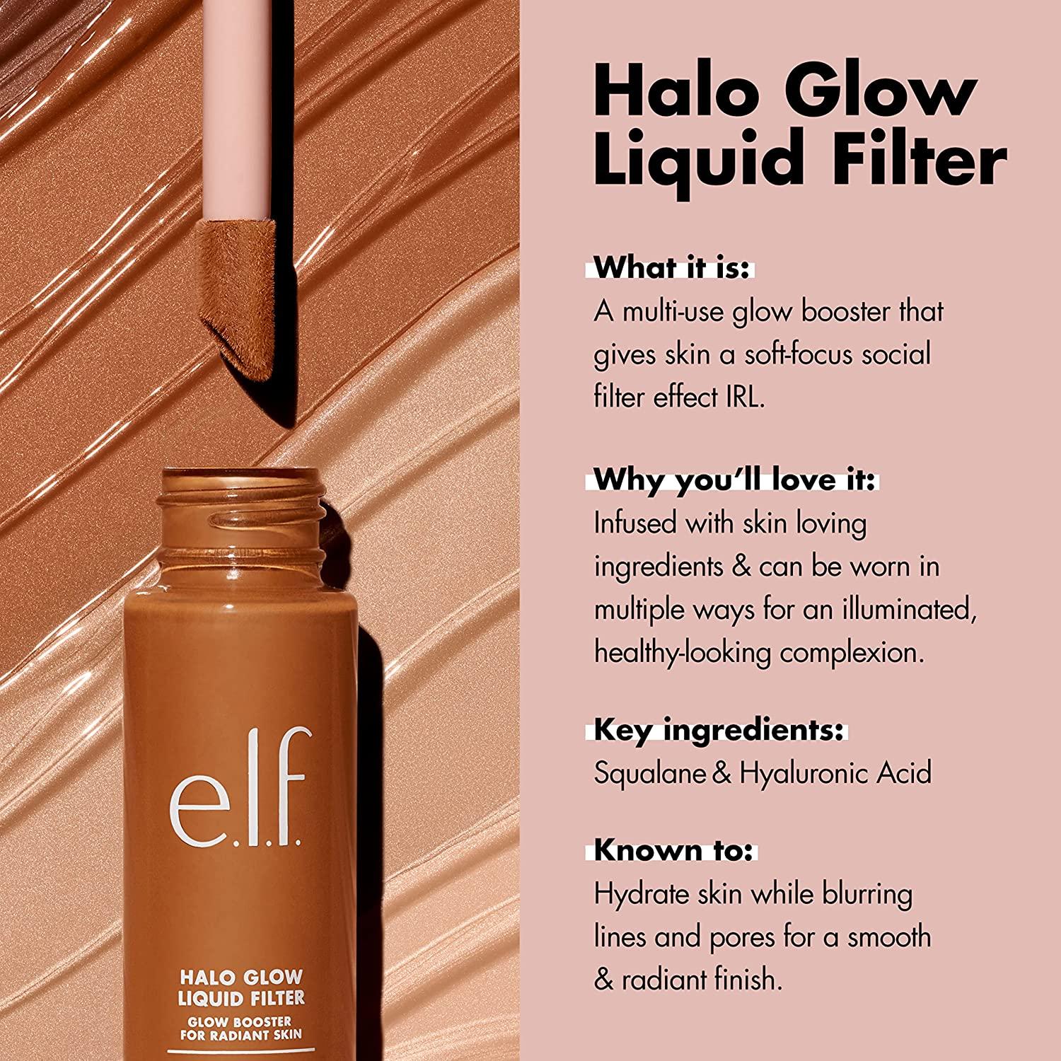 e.l.f. Halo Glow Liquid Filter, Complexion Booster For A Glowing, Soft