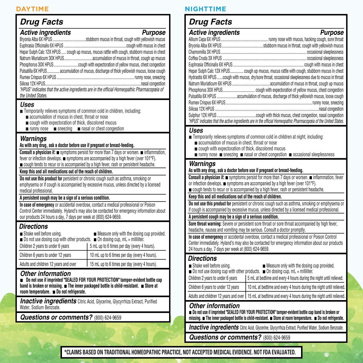 Hylands 4 Kids Cold 'n Mucus Day and Night Value Pack 4 Fl Oz (Pack