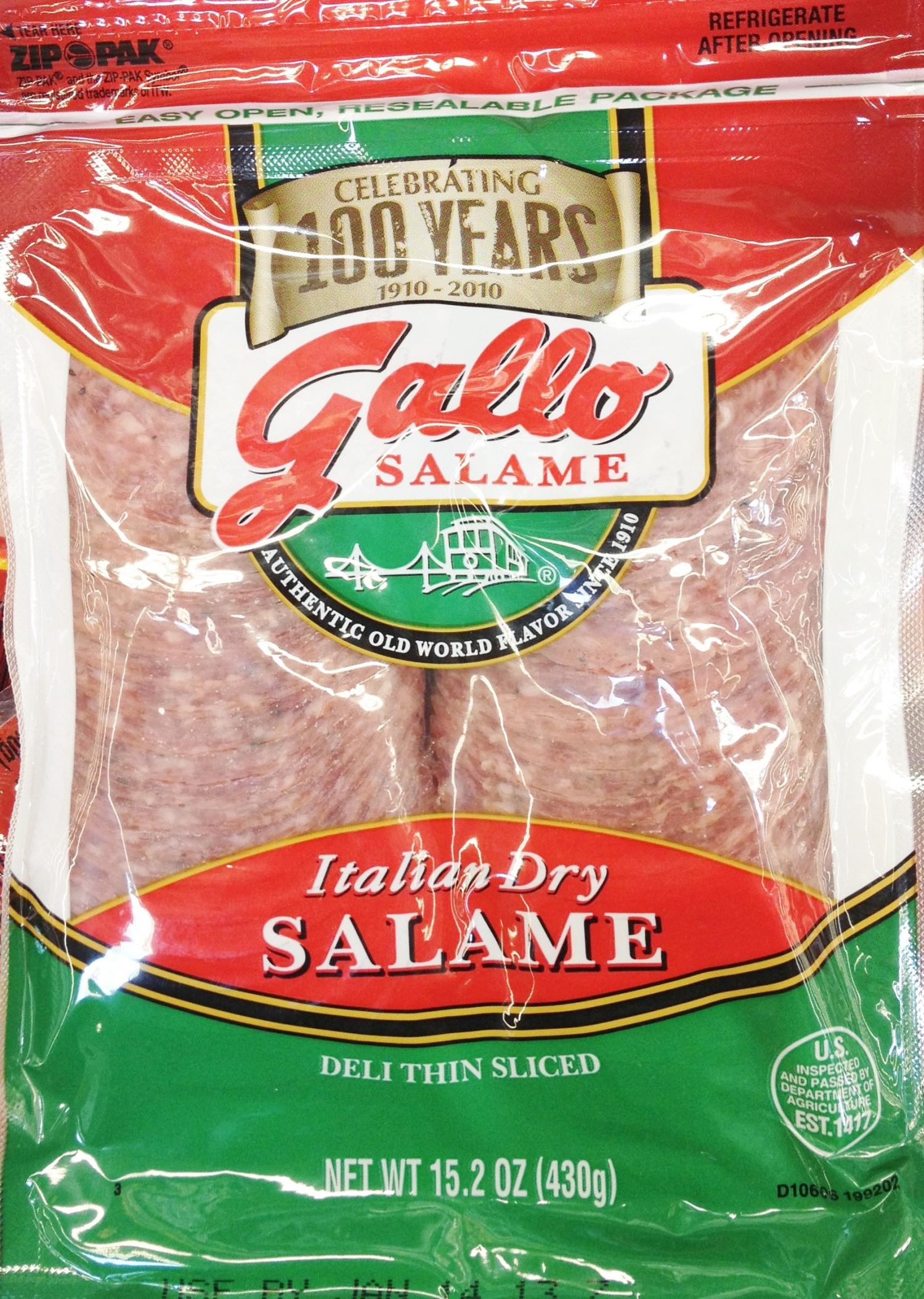 15.2oz Gallo Italian Dry Salame Deli Thin Sliced Salami (One Bag)