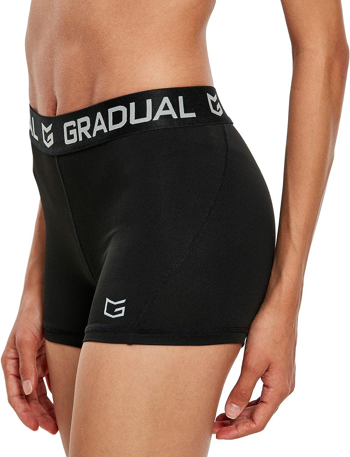 G Gradual Women's Spandex Compression Volleyball Shorts 3 /7 Workout Pro  Shorts for Women 3 Pack:black/Black/Black Small