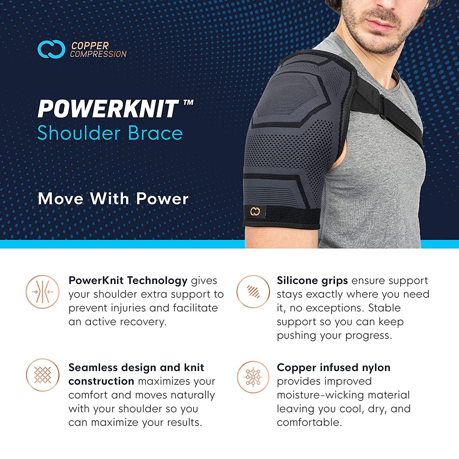 Copper Compression Shoulder Brace Shoulder Pain Relief with PowerKnit