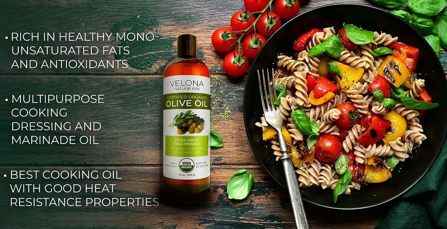 Velona USDA Certified Organic Olive Oil 4 oz - Pure & Natural Carrier Oil  for Cooking, Hair, Skin - Extra Virgin Unrefined Cold Pressed - Pack of 1 |  Buy Now with Express International Delivery | GoSupps.com