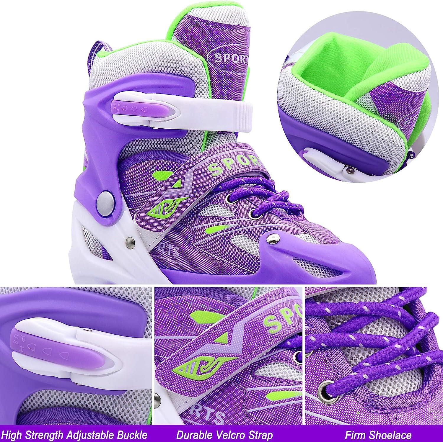 PETUOL Kids Adjustable Roller Skates Full Light Up Wheels Girls