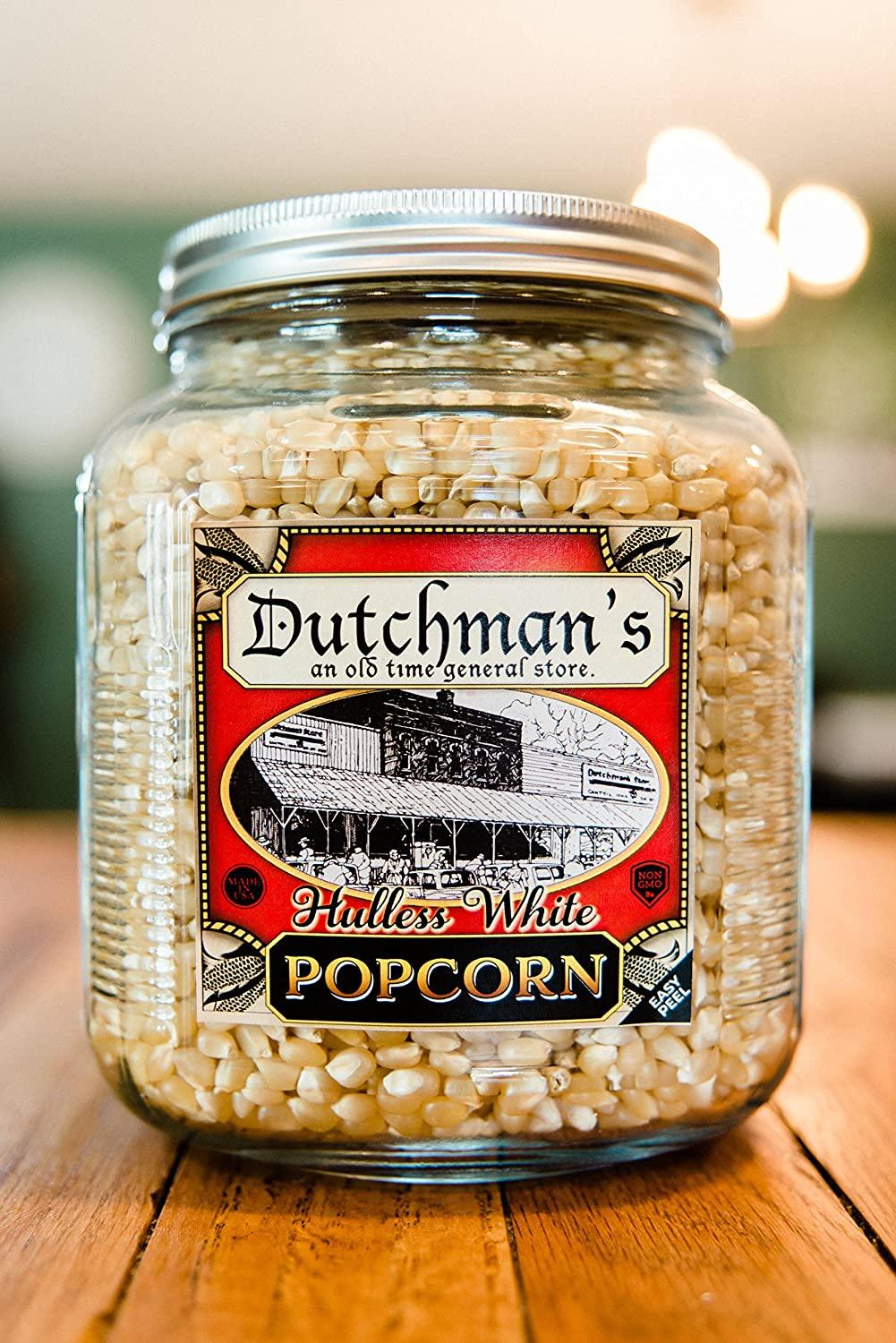 Dutchman's Hulless Popcorn Kernels in Half Gallon Decorative Jar (4 lbs. kernels)