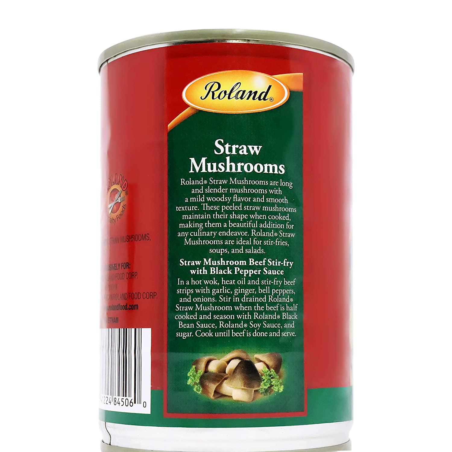 Roland Whole Peeled Straw Mushrooms 15oz 2 Pack