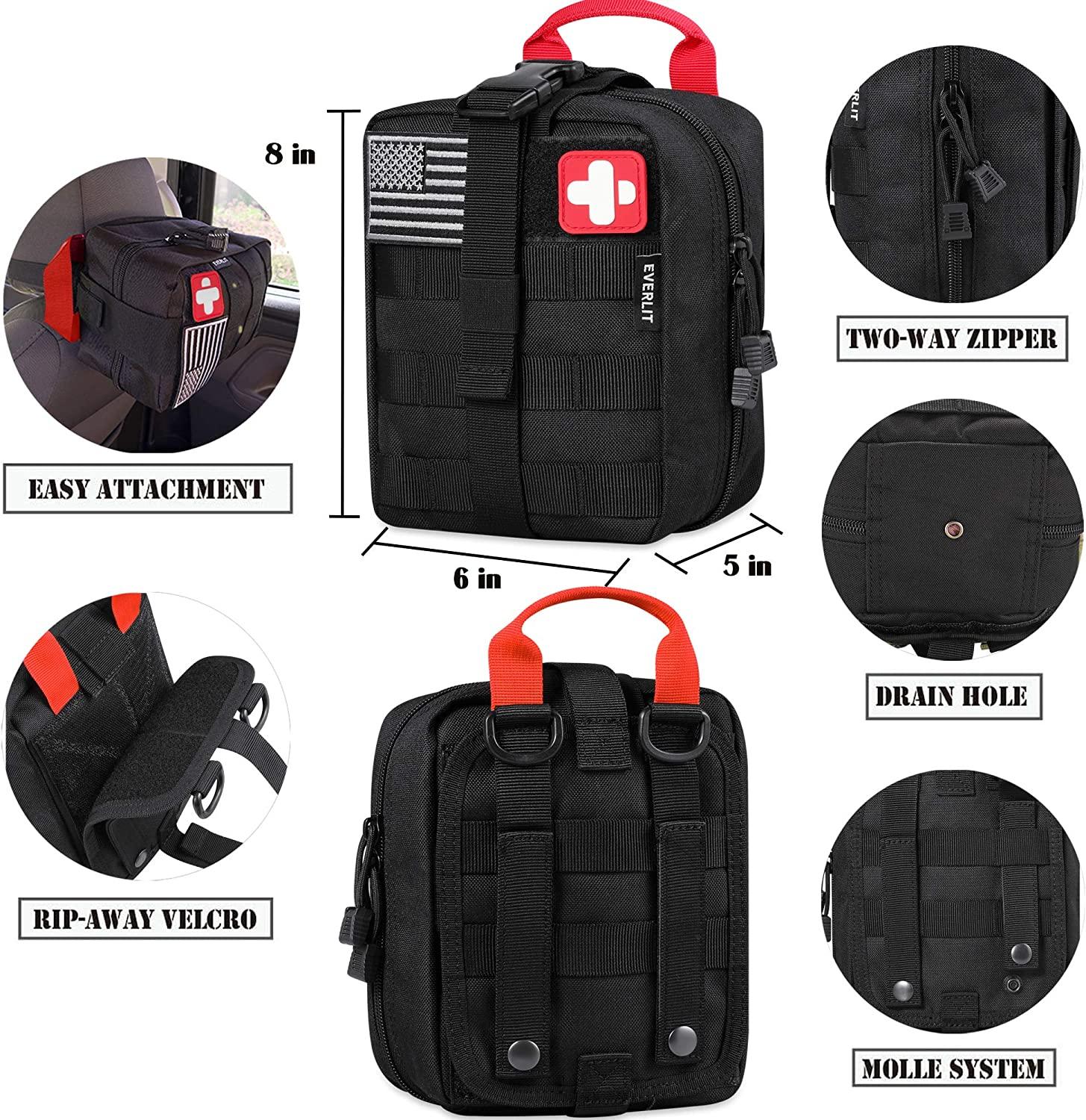 EVERLIT 250 Pieces Survival First Aid Kit IFAK Molle System Compatible