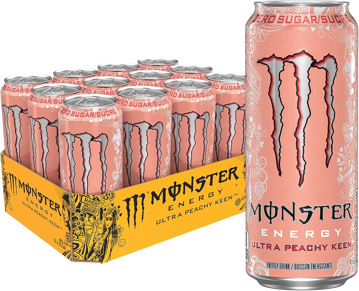 Monster Energy Ultra Violet 473mL Cans Pack of 12 & Ultra Peachy