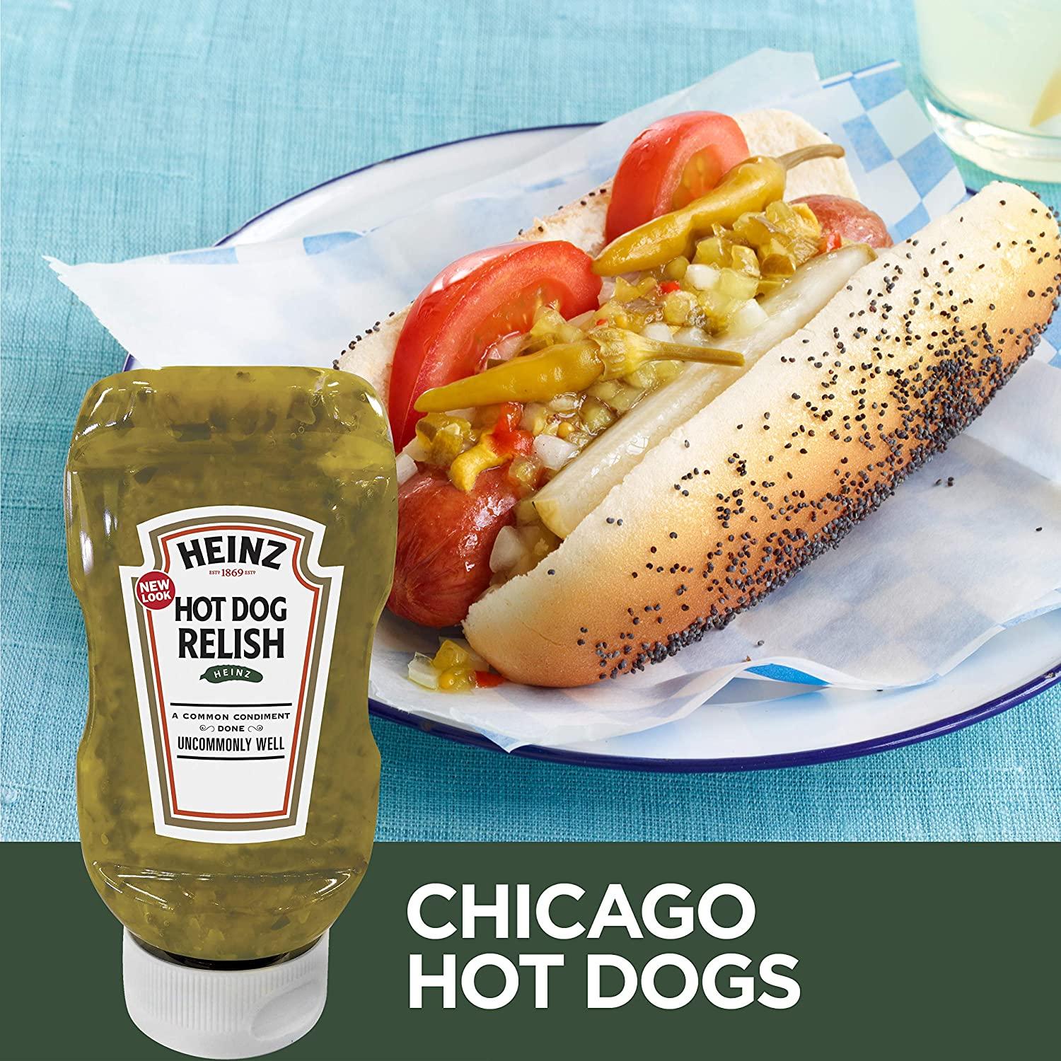 Heinz Hot Dog Relish 12.7 fl oz Bottle - Classic Condiment for Hot Dogs