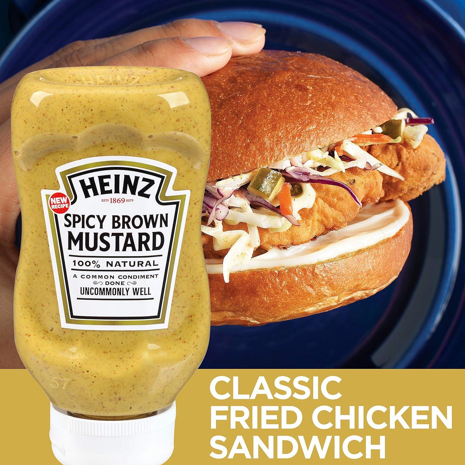 Heinz Spicy Brown Mustard 14 oz Bottles Pack of 6 Premium Condiment