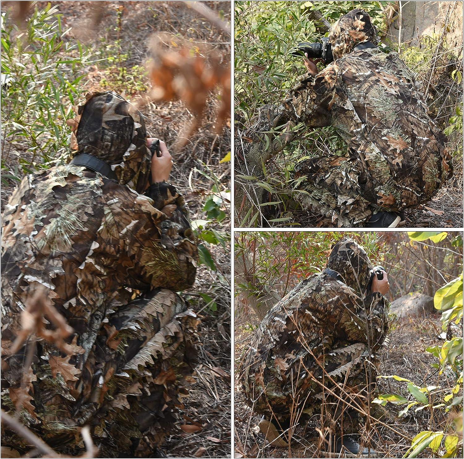 Comfortable Breathable Camouflage Clothing Tactical 3D Leaf Woodland Cloak Ghillie  Suit Outdoor Photography Bird War Game Poncho
