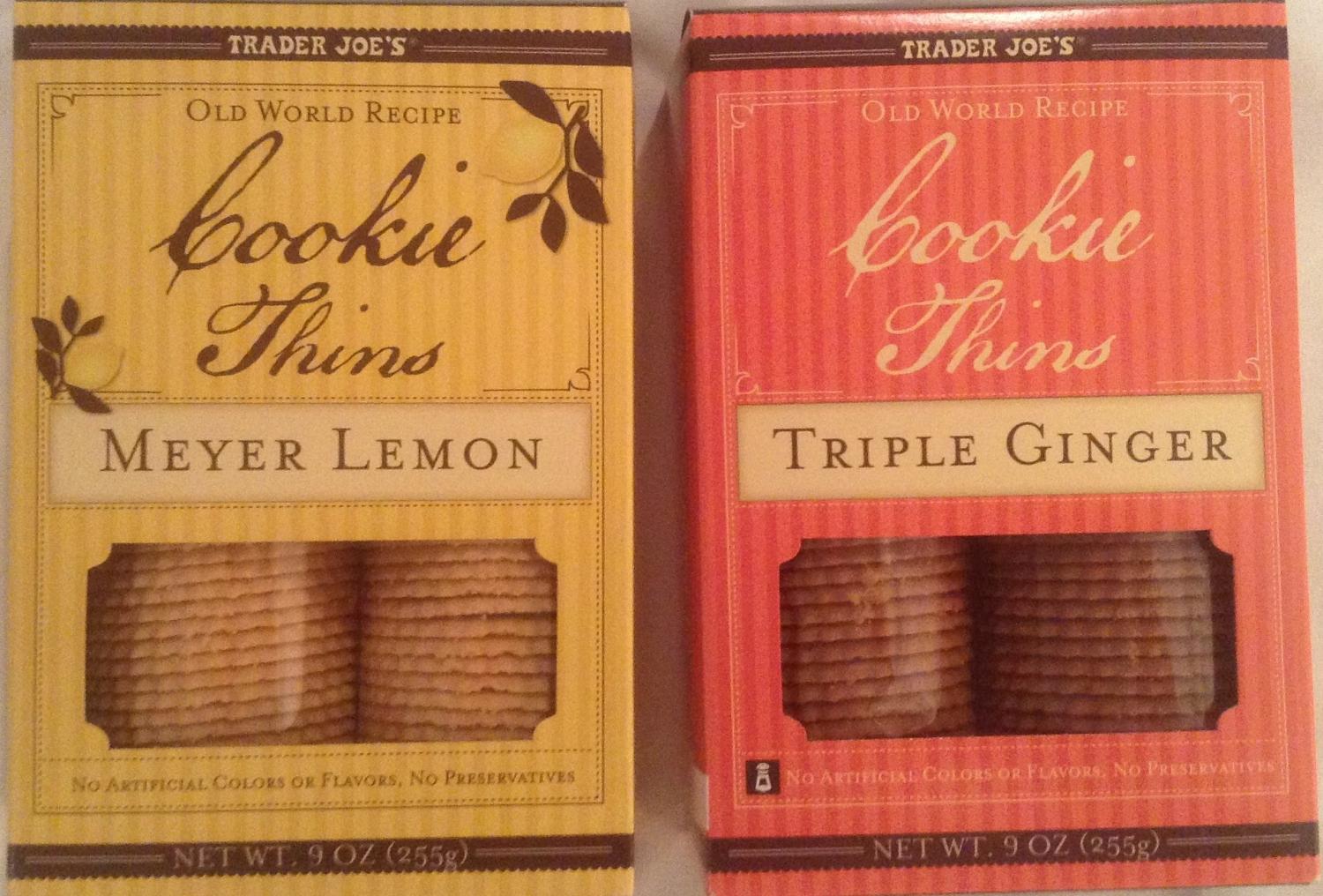 Trader Joe Bundle Cookie Thins Meyer Lemon and Triple Ginger 2 Items