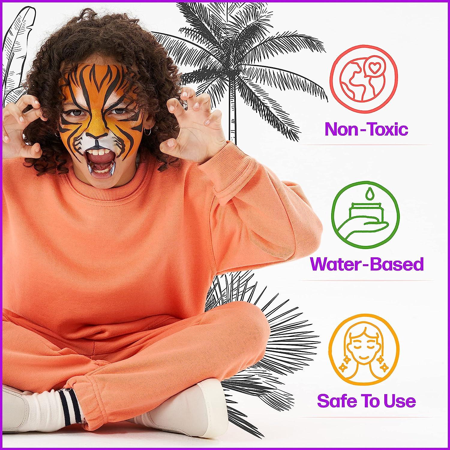 Face Painting Kit for Kids 16 Water Based Colors with Stencils
