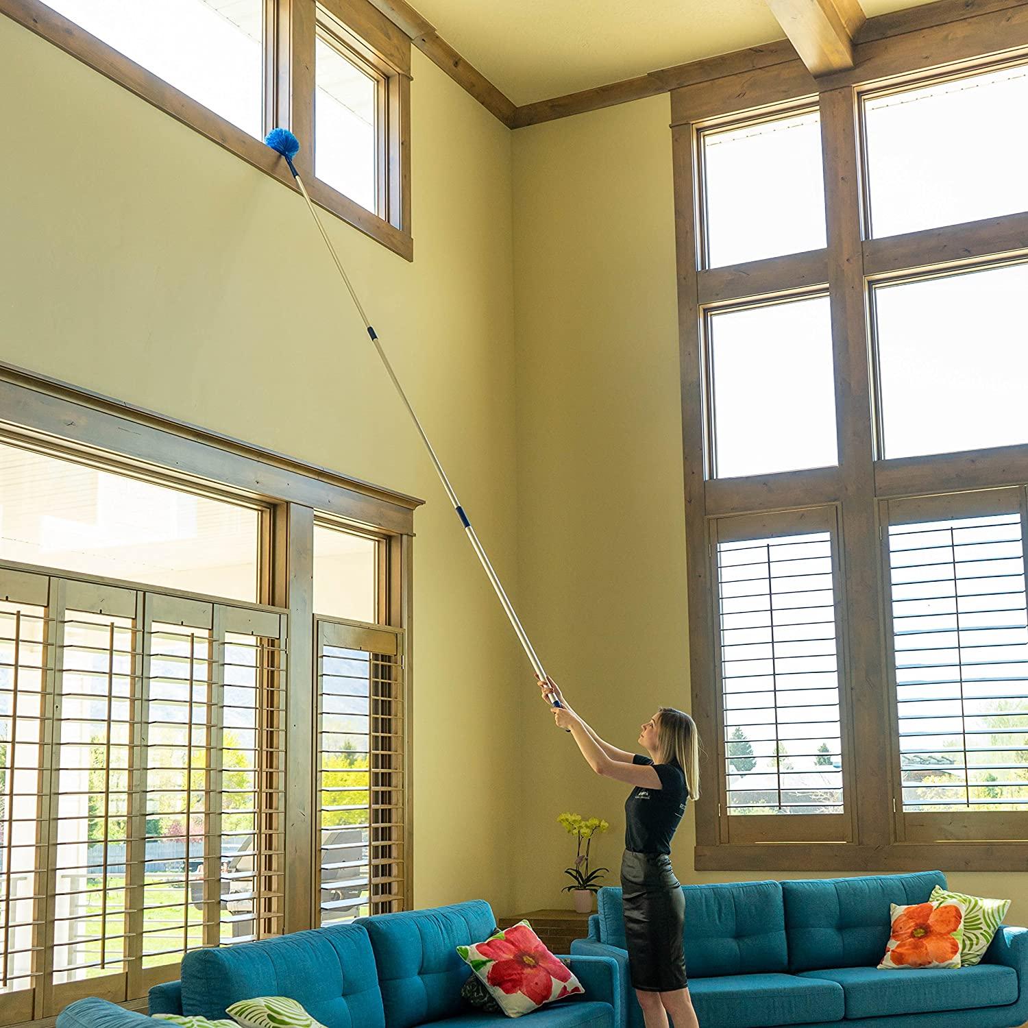 Cobweb Duster, Extendable Reach 20 feet, Ceiling Fan Duster 3Stage