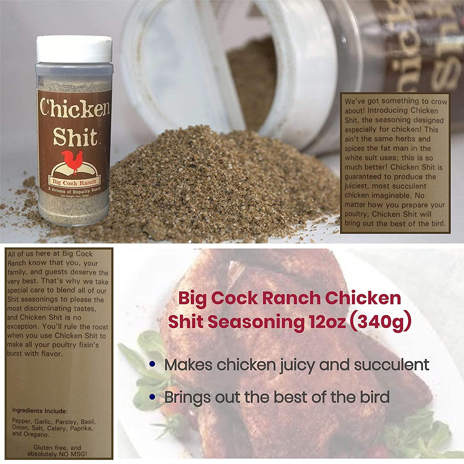Big Cock Ranch Gourmet Seasoning Bundle All-Purpose Special Shit 13oz, Bull  Shit for Steak 12oz, Good Shit Sweet N' Salty 11oz and Chicken Shit 12oz  Gluten-Free and No MSG