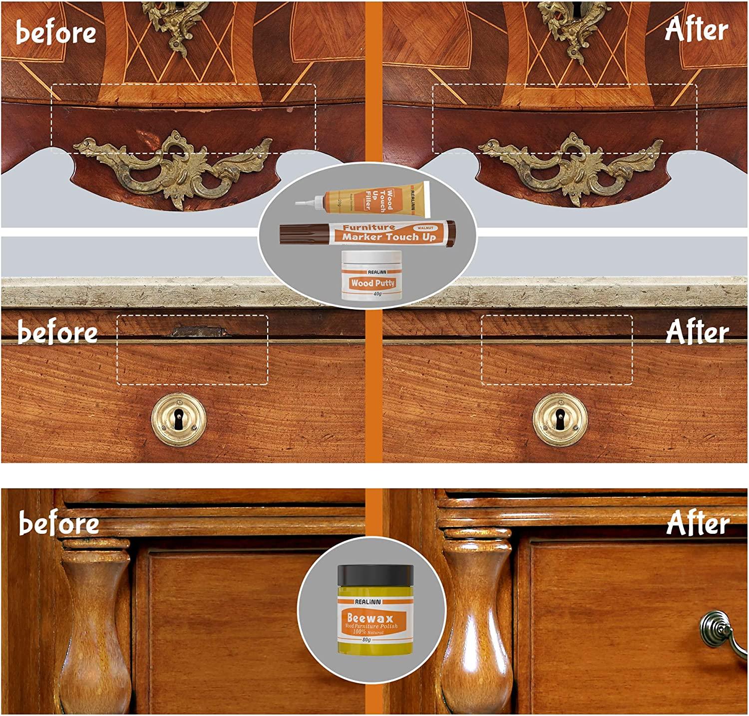 REALINN Wood Furniture Repair Kit Set of 28 Touch Up Markers