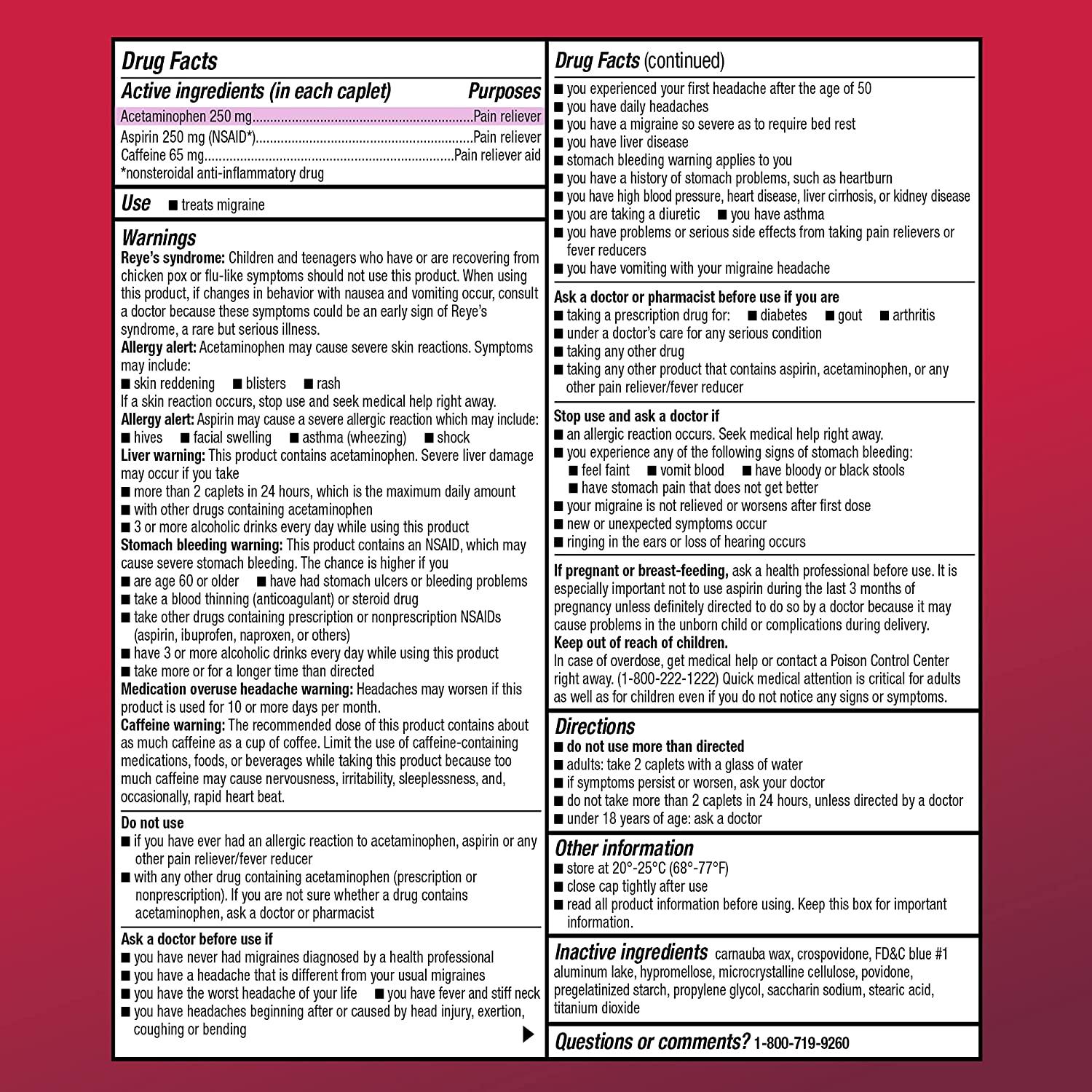 Amazon Basic Care Migraine Relief, Acetaminophen, Aspirin (NSAID) and