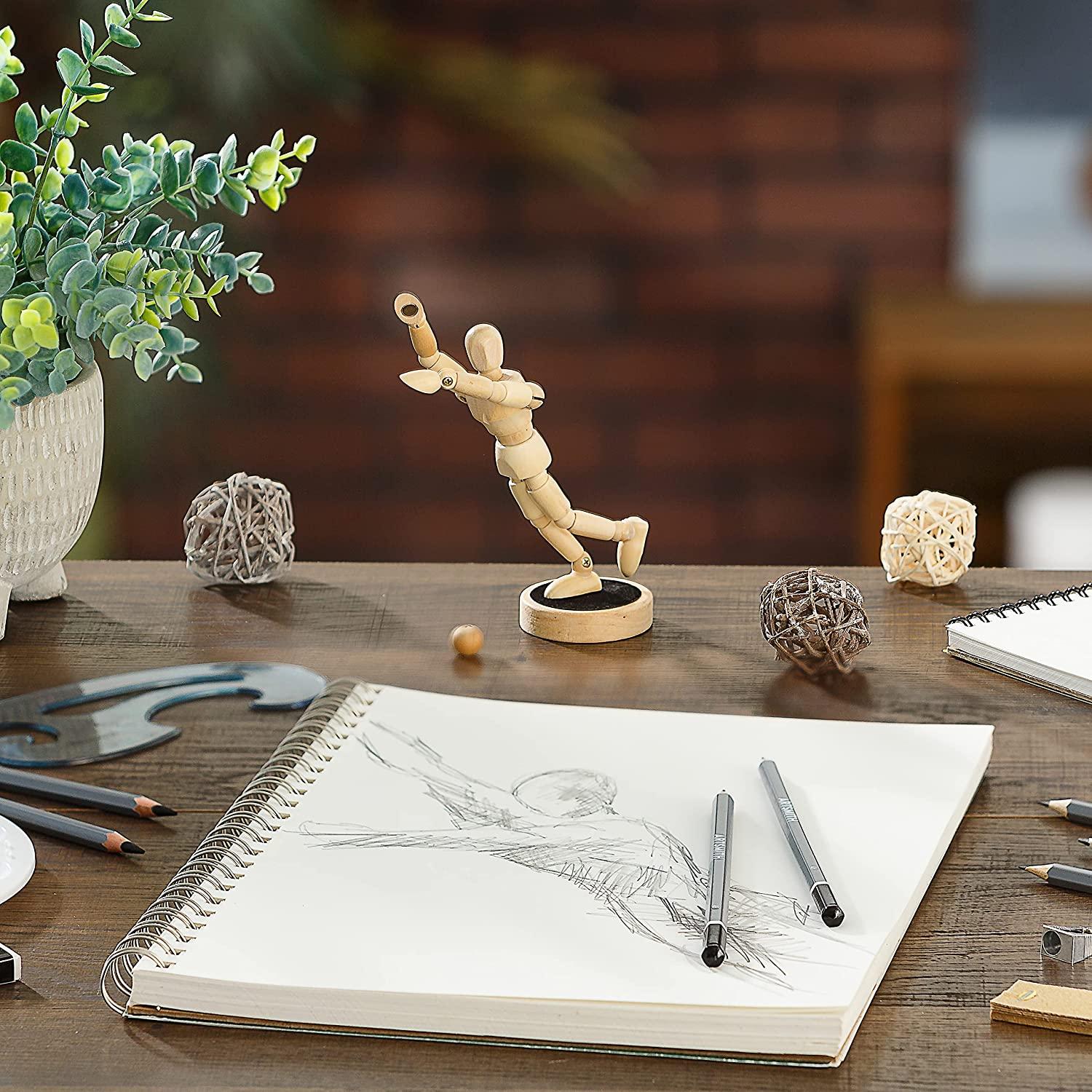 Sketch of Wooden Posable Drawing Figure for Artists on Abstract