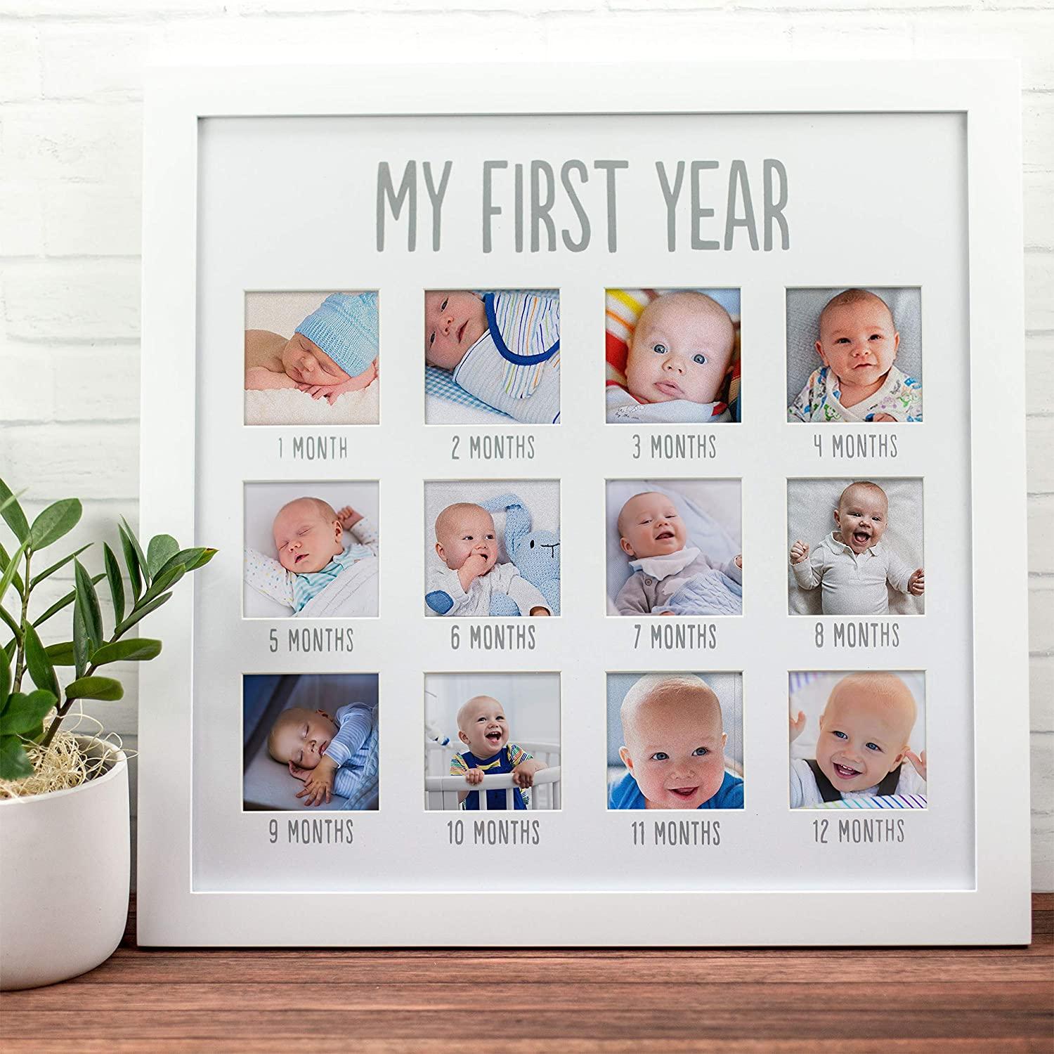 Pearhead My First Year Photo Moments Baby Keepsake Picture Frame, Babys