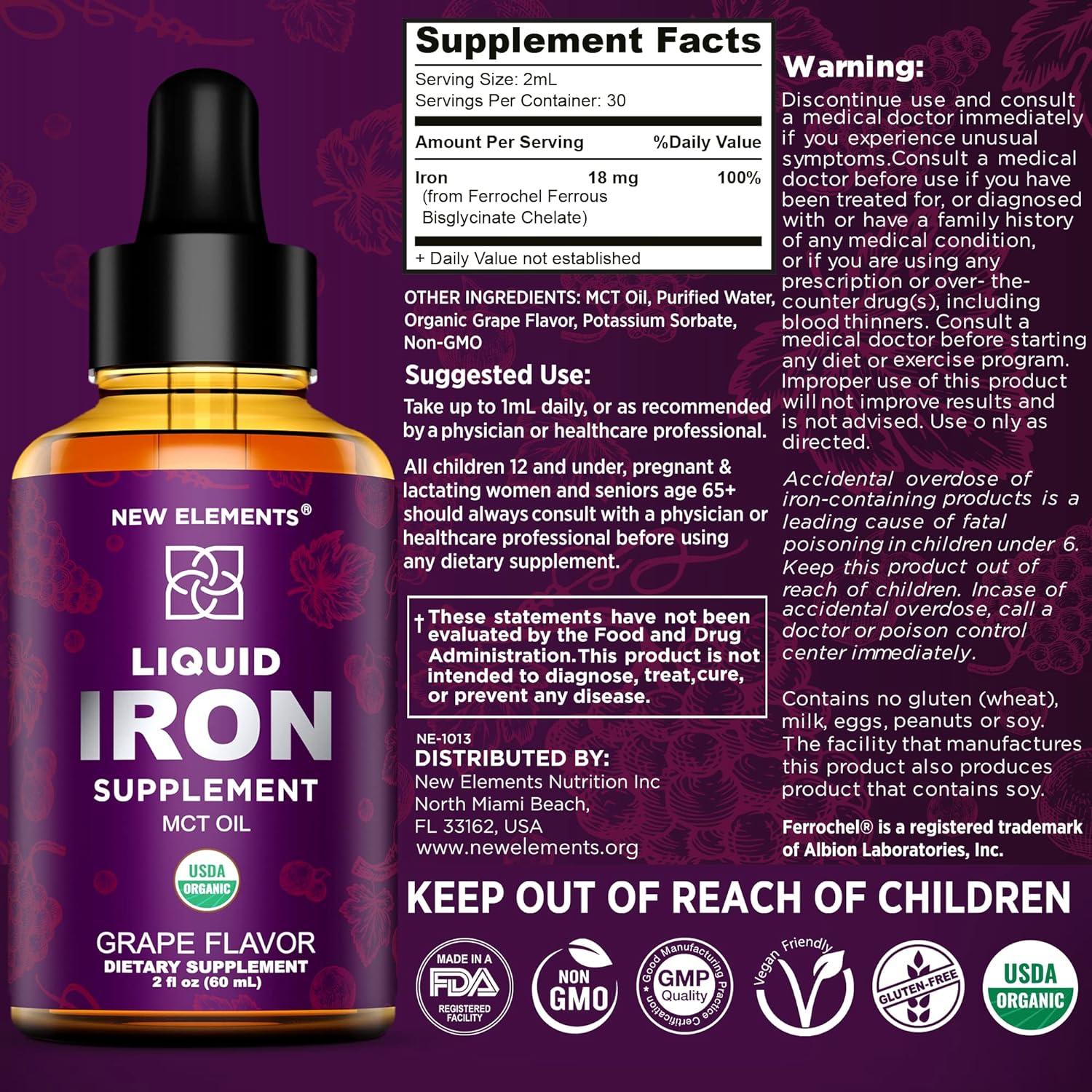 New Elements Iron & Liquid Biotin Collagen Vitamin D3