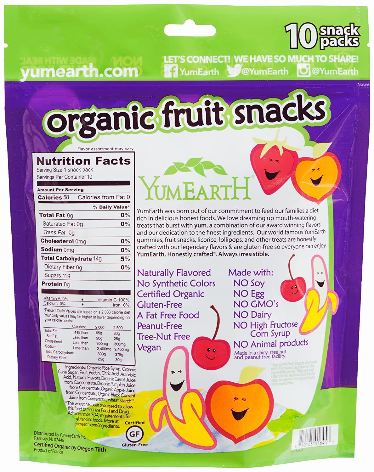 YumEarth Organic Fruit Snacks Original 10 Packs 0.7 oz (19.8 ...