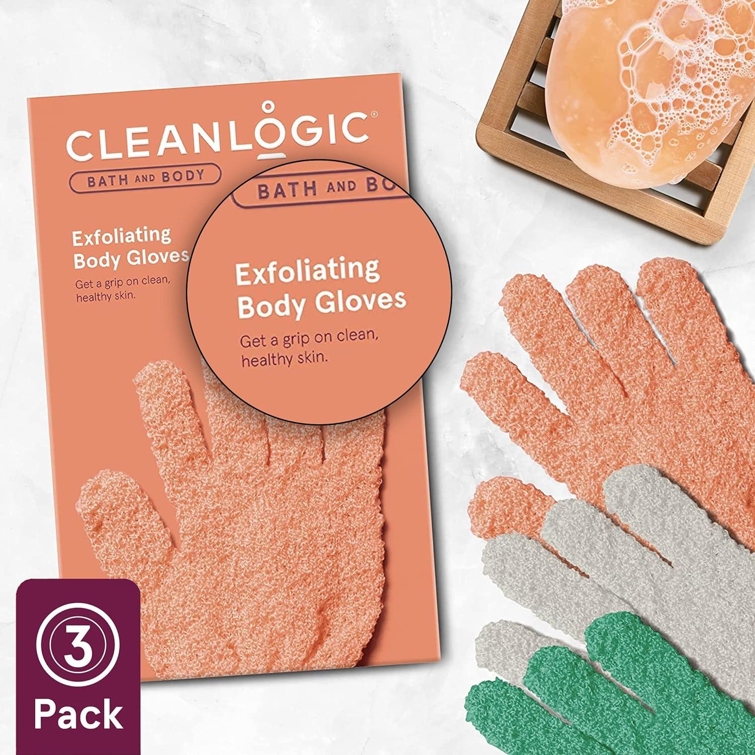 Cleanlogic Bath and Body Exfoliating Gloves Reusable Body Exfoliator