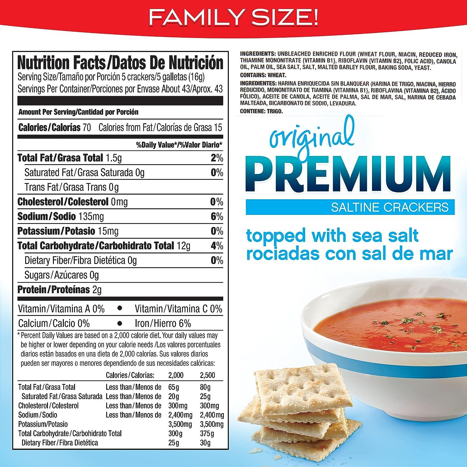 Premium Saltine Crackers, Family Size, 3 Boxes 6 Count (Pack of 3)