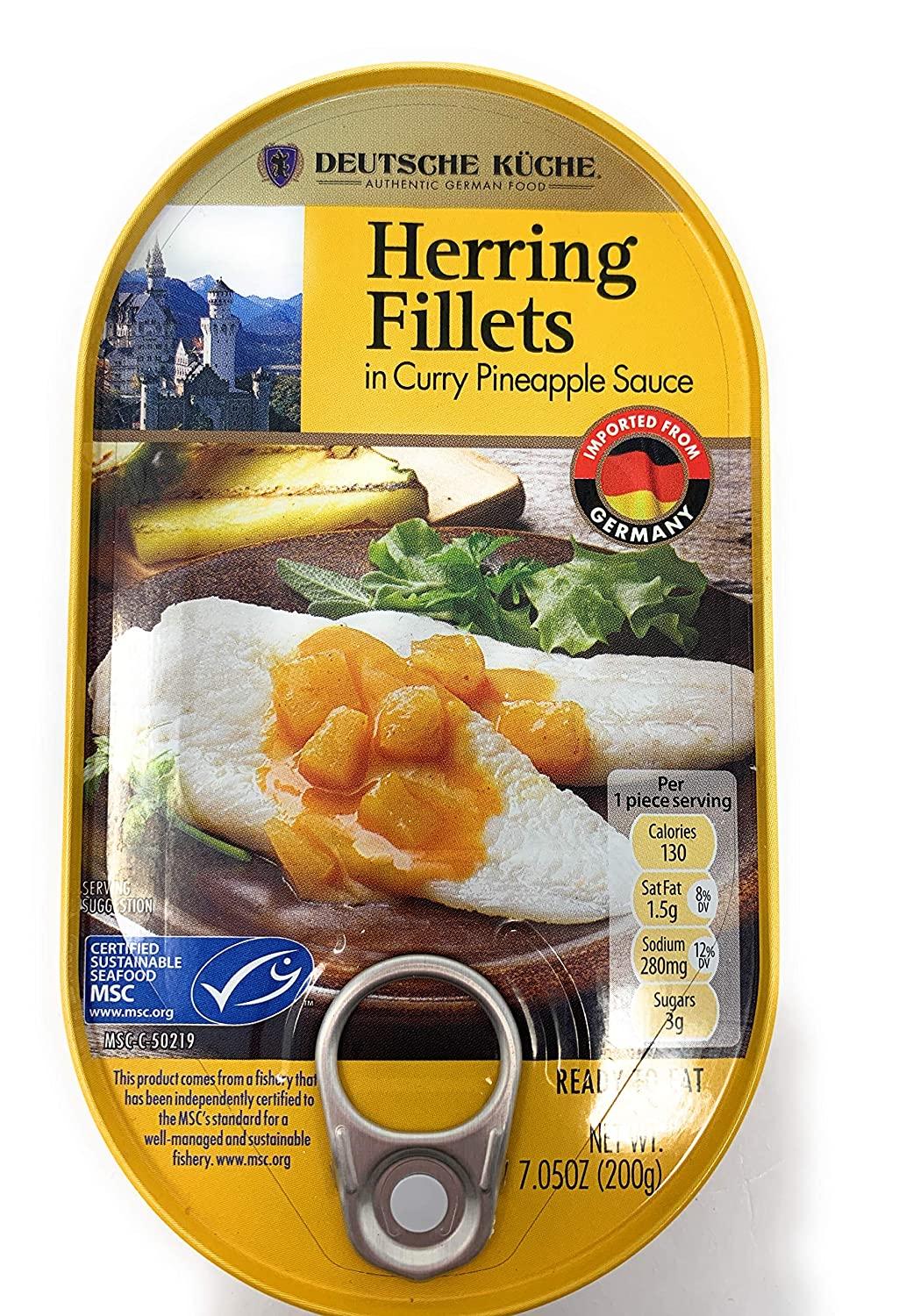 Deutsche Kuche Canned Herring Fillets in Curry Pineapple Mango Sauce 7
