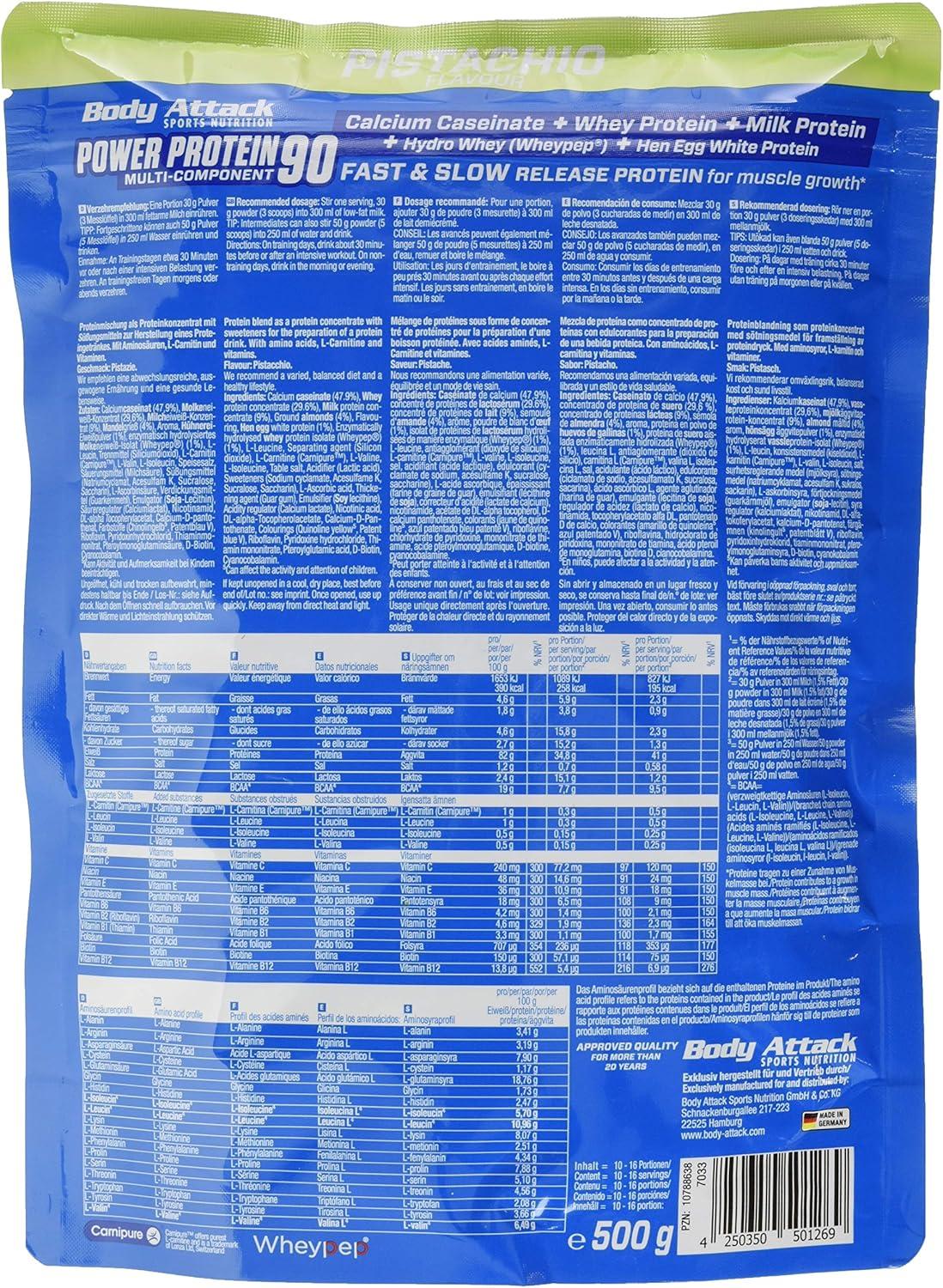 Body Attack Power Protein 90 - 500g Pistachio Protein Powder - Multi-Component with BCAA Vitamins & L-Carnitine - Creamy Taste & Easy Mixing - Made in Germany | Buy Now with Express Body Attack Power Protein 90 - 500g Pistachio Protein Powder - Multi-Component with BCAA Vitamins & L-Carnitine - Creamy Taste & Easy Mixing - Made in Germany | Buy Now with Express